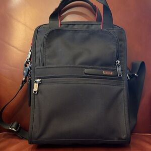 Tumi Black Messenger Bag with Red Trim